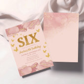 6th Birthday Invitation Pink Gold Glitter Girl 招待状