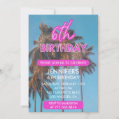 6th birthday invitation summer Tropical Palm tree 招待状 (正面)