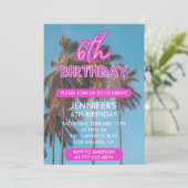 6th birthday invitation summer Tropical Palm tree 招待状 (スタンド正面)