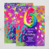6th Birthday Painting Party 招待状 (正面/裏面)