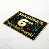 6th Birthday Party —おもしろい、音楽シカラフルンボル 箔招待状 (回転した状態)