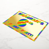 6th Birthday Party —おもしろい, Rainbow Spectrum "6" 箔招待状 (回転した状態)