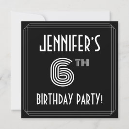 6th Birthday Party:アールデコスタイル(名前をカスタムする付) 招待状