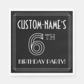 6th Birthday Party:アールデコスタイル+名前をカスタムする スタンダードランチョンナプキン (正面)