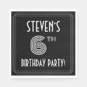 6th Birthday Party:アールデコスタイル+名前をカスタムする スタンダードランチョンナプキン (正面)