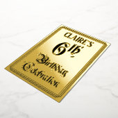 6th Birthday Party – スクリプエレガントト+名前をカスタムする 箔招待状 (回転した状態)