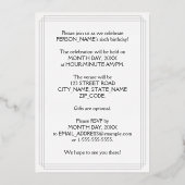 6th Birthday Party – スクリプエレガントト+名前をカスタムする 箔招待状 (裏面)