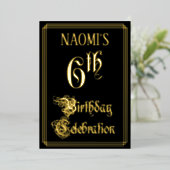 6th Birthday Party – スクリプファンシートと名前をカスタムする 箔招待状 (立ち正面)