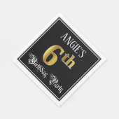 6th Birthday Party – スクリプファンシート、フェイク金ゴールド・ルック スタンダードランチョンナプキン (角)