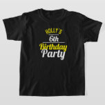 6th Birthday Party Tシャツのお祝い Tシャツ<br><div class="desc">6祝歳の誕生日パーティー。「誕生日パーティー」を開催している人のために設計！誕生日パーティーお祝いのTシャツと年齢。バースデーパーティーシャツ。その人の名前を追加パーティー。誕生日パーティーTシャツ。</div>