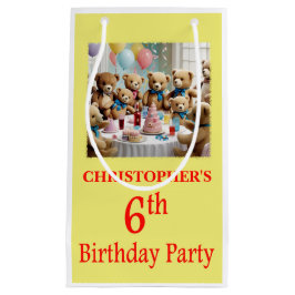 6th Birthday Party Teddy Bearsパーティー スモールペーパーバッグ