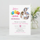 6th birthday photo collage number 6女の子 招待状 (スタンド正面)