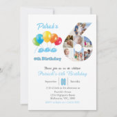 6th birthday photo collage number 6 Boy 招待状 (正面)