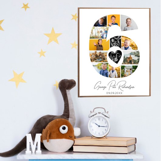 6th Birthday Photo Collage Poster Keepsake ポスター