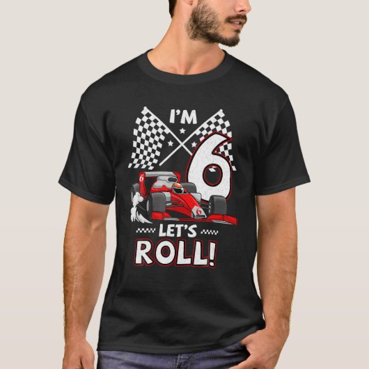 6Th Birthday Race Car 6 Year Old Let's Roll Toddle Tシャツ (正面)