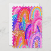 6th Birthday Rainbow Hot Pink Party Invitation 招待状 (裏面)