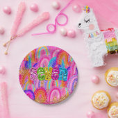 6th Birthday Rainbow Sequin ペーパープレート (パーティー)