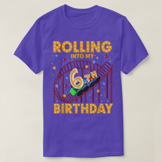 6th Birthday Rollercoaster Amusement Park Boys Gir Tシャツ (デザイン正面)