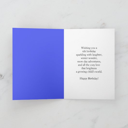 6th Birthday Snowman Snowy with Snow Six カード (内部)