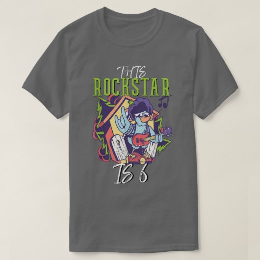 6th Birthday The Birthday Boys Rockstar Guitar Tシャツ (デザイン正面)