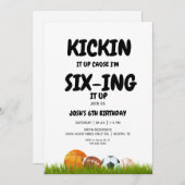 6th Boy's Kickin it Up Birthday Party Invitation 招待状 (正面/裏面)