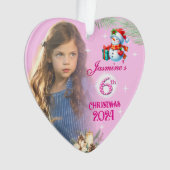 6th Christmas Personalised Girl Photo Heart Gift  オーナメント (正面)
