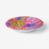 6th Cute Rainbow Gold Glitter ペーパーボウル (傾斜あり)