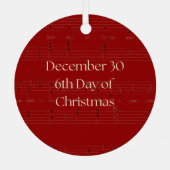 6th Day of Christmas Six Geese A-Laying メタルオーナメント (裏面)