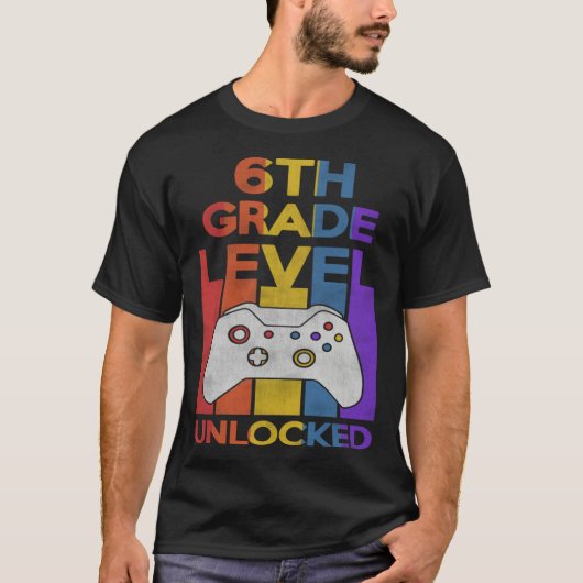 6th Grade Level Unlocked Video Gamer Back to Schoo Tシャツ (正面)