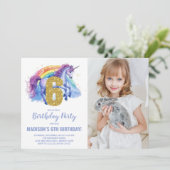 6th Rainbow Unicorn誕生日招待状写真 招待状 (スタンド正面)