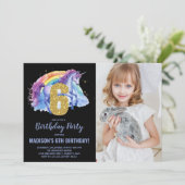 6th Rainbow Unicorn誕生日招待状写真 招待状 (スタンド正面)
