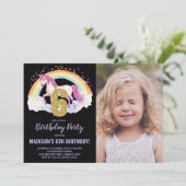 6th Rainbow Unicorn誕生日招待状写真 招待状 (スタンド正面)