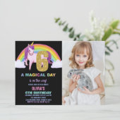 6th Rainbow Unicorn誕生日招待状写真 招待状 (スタンド正面)