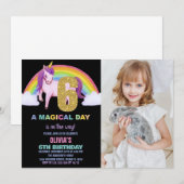 6th Rainbow Unicorn誕生日招待状写真 招待状 (正面/裏面)