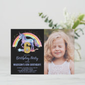 6th Rainbow Unicorn誕生日招待状写真 招待状 (スタンド正面)