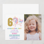 6th Rainbow Unicorn誕生日招待状w photo 招待状 (正面/裏面)