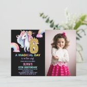 6th Rainbow Unicorn誕生日招待状w photo 招待状 (スタンド正面)