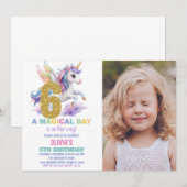 6th Rainbow Unicorn誕生日招待状w photo 招待状 (正面/裏面)