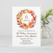 6th Wedding Anniversary Fall Floral Garland 招待状 (スタンド正面)