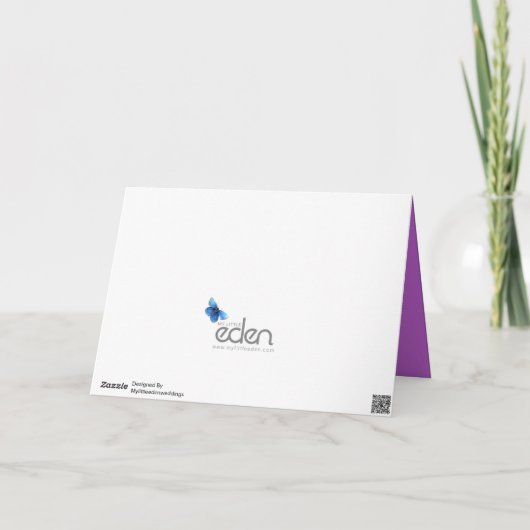 6th Wedding Anniversary heart purple amethyst カード (裏面)