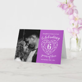 6th Wedding Anniversary heart purple amethyst カード