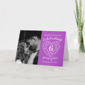 6th Wedding Anniversary heart purple amethyst カード (正面)