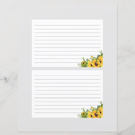 6x4ひまわりブライダルシャワーレシピカード (裏面)