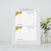 6x4ひまわりブライダルシャワーレシピカード (スタンド正面)