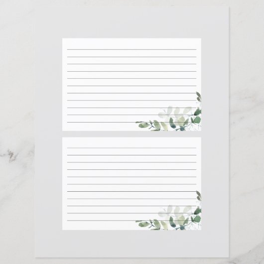 6x4ユーカリブライダルシャワーレシピカード (裏面)