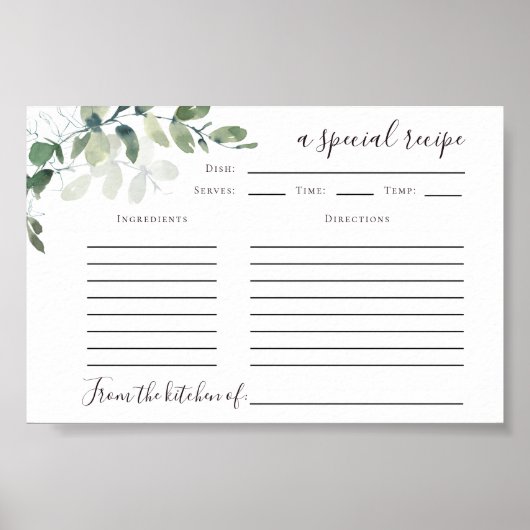 6x4ユーカリレシピカード印刷可能ダウンロード ポスター (正面)