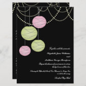 6x8'sピンク&グ結婚リーン紙ランタン招待状 招待状 (正面/裏面)