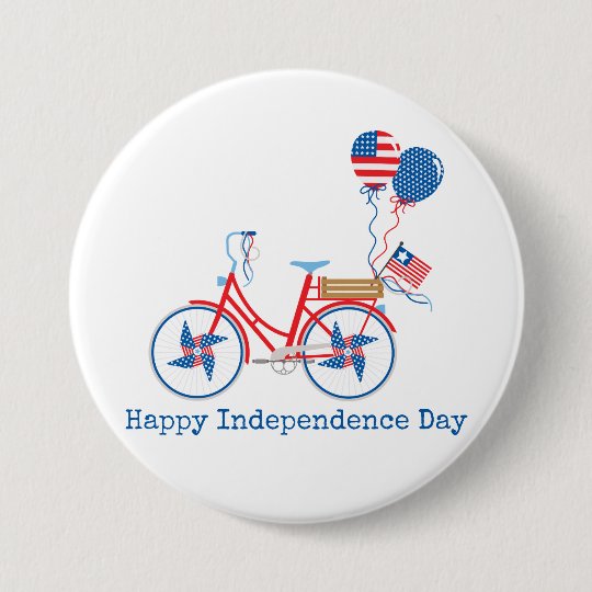 7月4日赤と青の自転車お洒落 缶バッジ Zazzle Co Jp