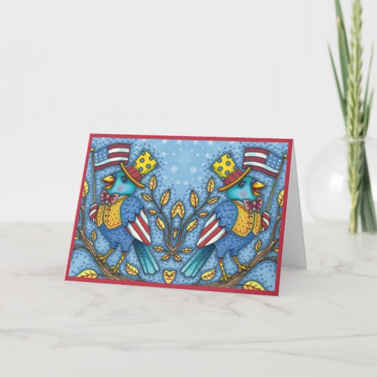 7月4日bluebird Tweet アメリカ国旗かわいい シーズンカード Zazzle Co Jp