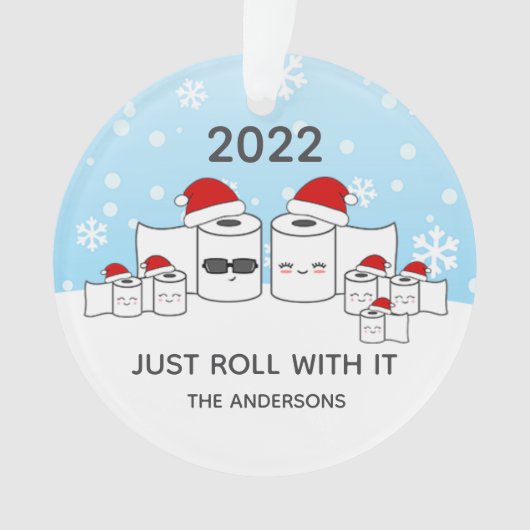 7おもしろいの転がItトイレ紙ファミリー オーナメント (正面)